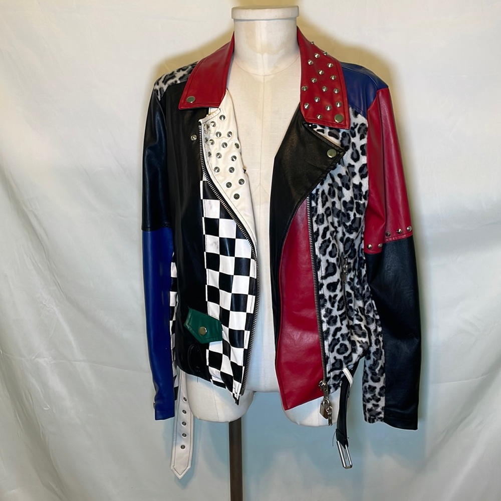Current Mood Harley Quinn Faux Leather Biker jacket size Medium
